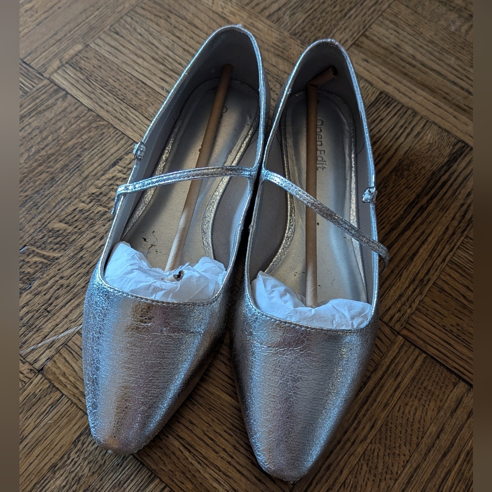 Open Edit Regina Mary Jane Pointed Toe Flat